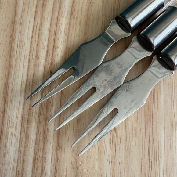 Vintage Rialto Octagonal Lucite Seafood Forks Japan Set Of 3 Stainless Steel Han - Picture 2 of 8